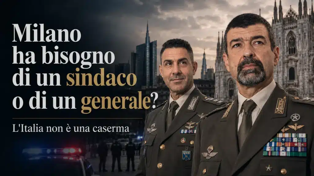 Carmelo Burgio sindaco Milano, elaborazione grafica con Roberto Vannacci sul ruolo dei generali nella politica