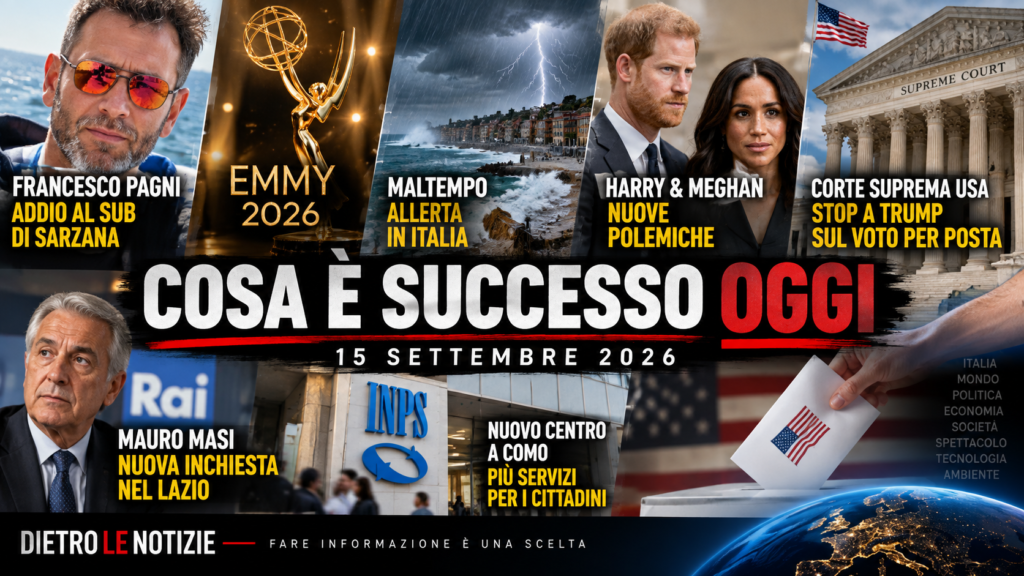 Cosa è successo oggi 15 settembre 2026: le principali notizie dall’Italia e dal mondo