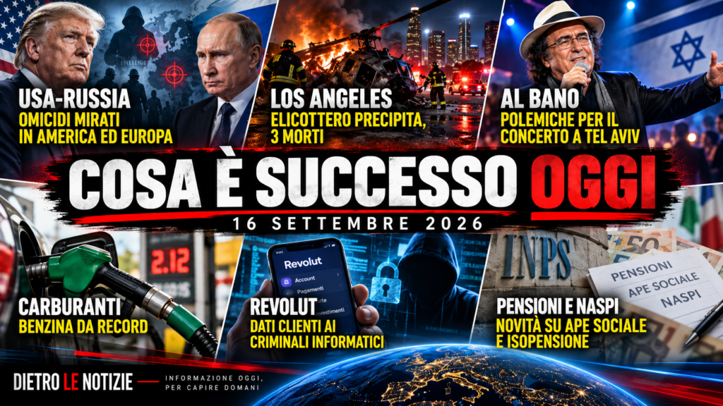 Cosa è successo oggi 16 settembre 2026: principali notizie dall’Italia e dal mondo