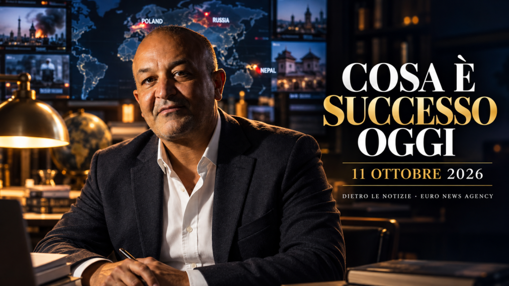 Mohamed Bourbiza in redazione notturna per l'edizione di Cosa è successo oggi del 12 ottobre 2026