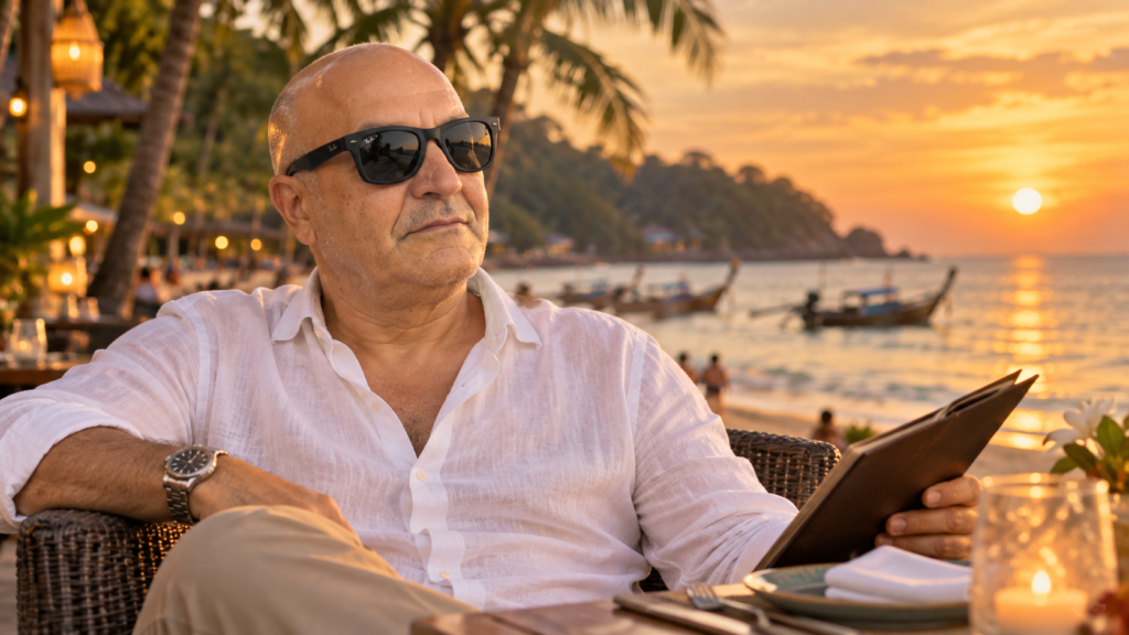 Mohamed Bourbiza indossa i Ray-Ban Meta a Phuket, Thailandia