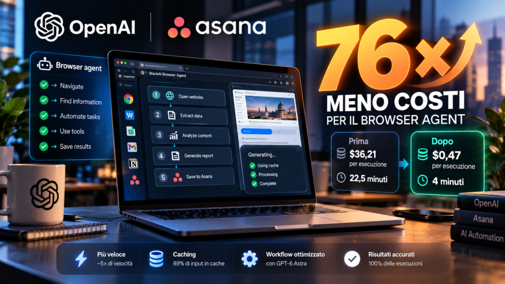 OpenAI e Asana browser agent 76 volte meno costoso con GPT-6.1 Sol