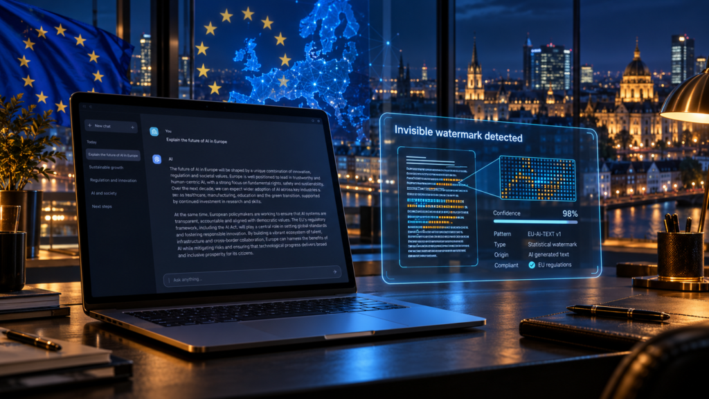 Watermark ChatGPT invisibile nei testi generati in Europa con il sistema textGrain di OpenAI